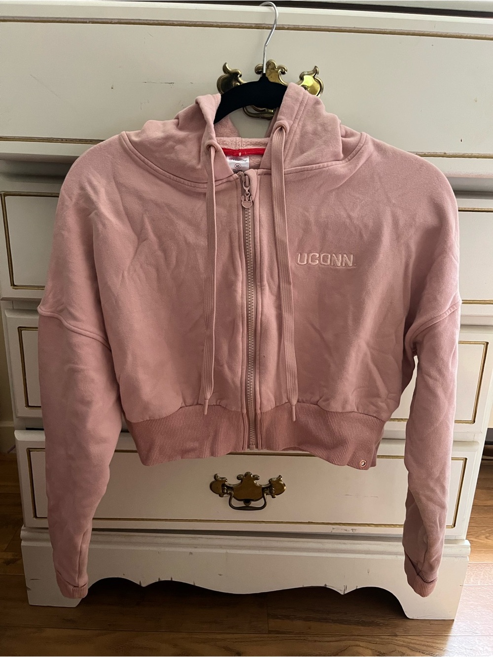 Kadyluxe UCONN Pink Cropped Zip Hoodie